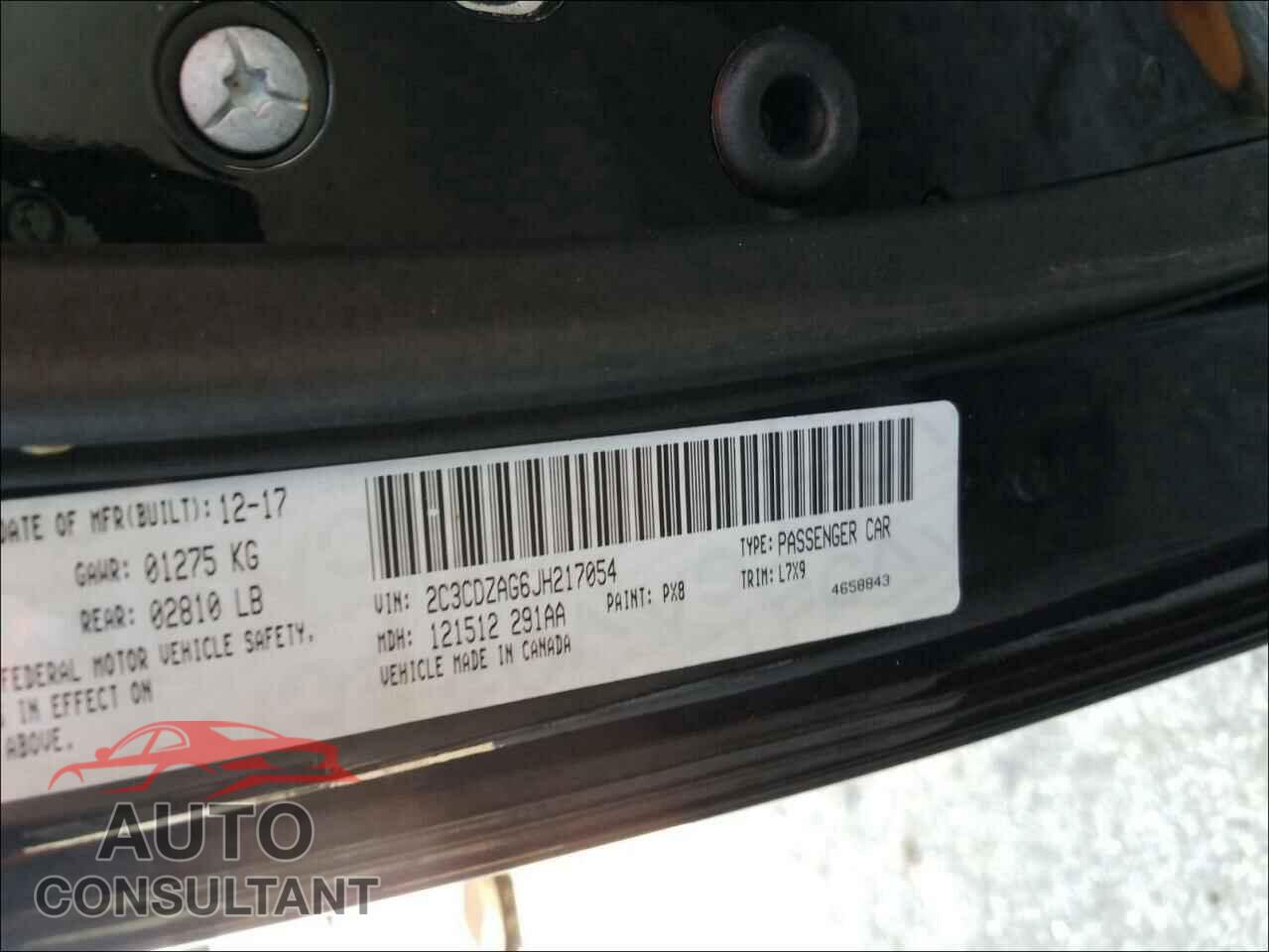 DODGE CHALLENGER 2018 - 2C3CDZAG6JH217054