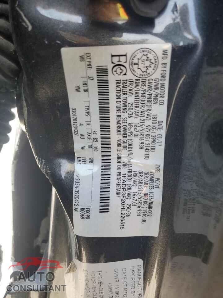 FORD FOCUS 2017 - 1FADP3F20HL226515