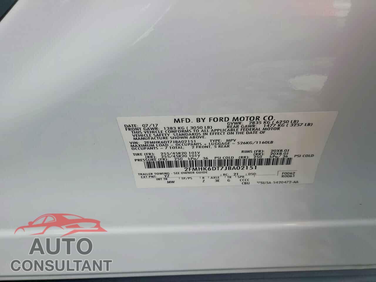 FORD FLEX 2018 - 2FMHK6DT7JBA02151