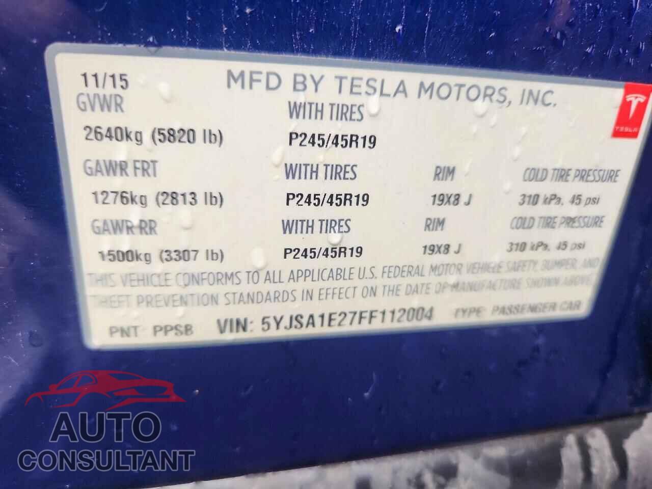 TESLA MODEL S 2015 - 5YJSA1E27FF112004