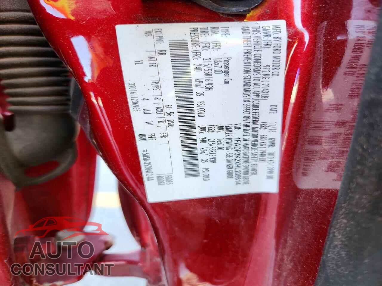 FORD FOCUS 2017 - 1FADP3K2XHL205614