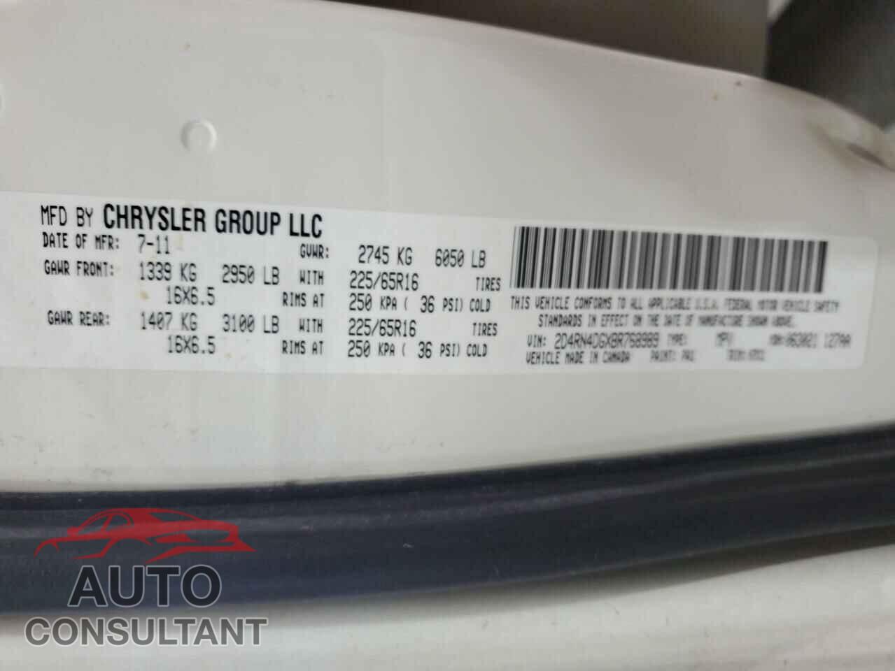 DODGE CARAVAN 2011 - 2D4RN4DGXBR768989