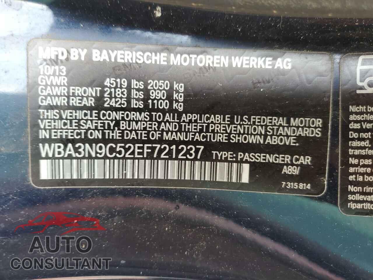 BMW 4 SERIES 2014 - WBA3N9C52EF721237
