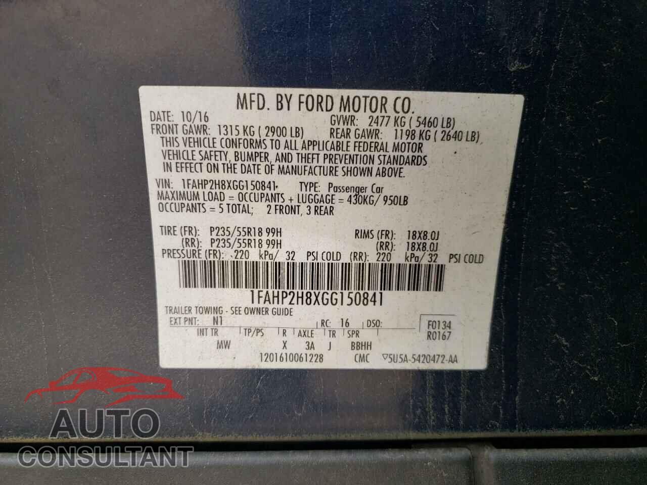 FORD TAURUS 2016 - 1FAHP2H8XGG150841