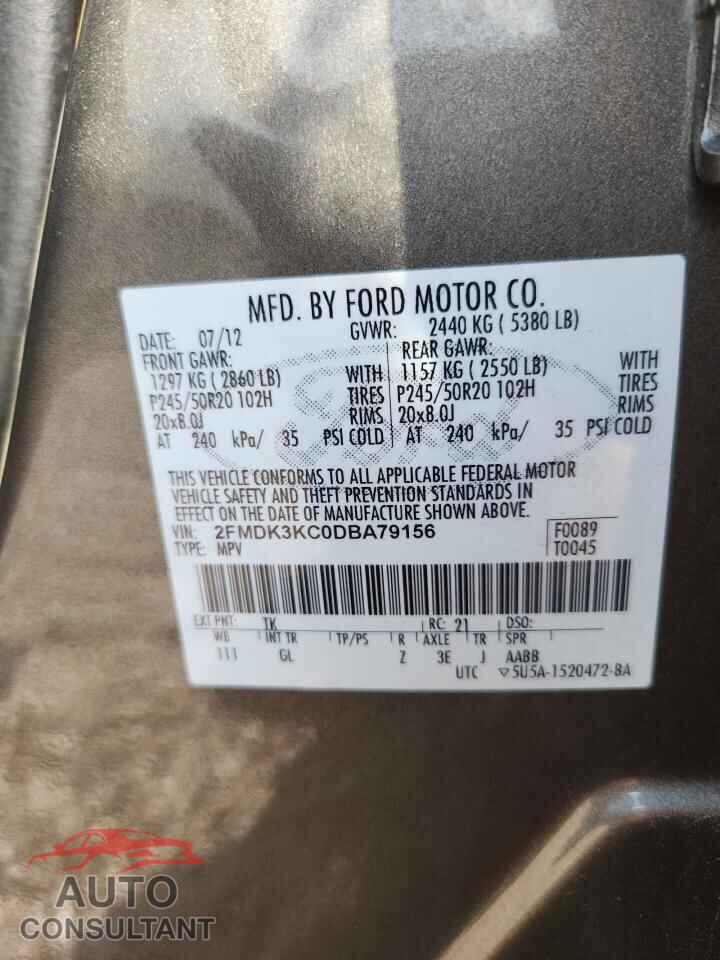 FORD EDGE 2013 - 2FMDK3KC0DBA79156