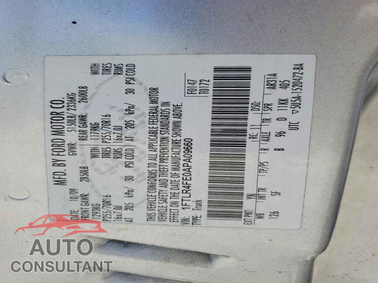 FORD RANGER 2010 - 1FTLR4FE0APA09660