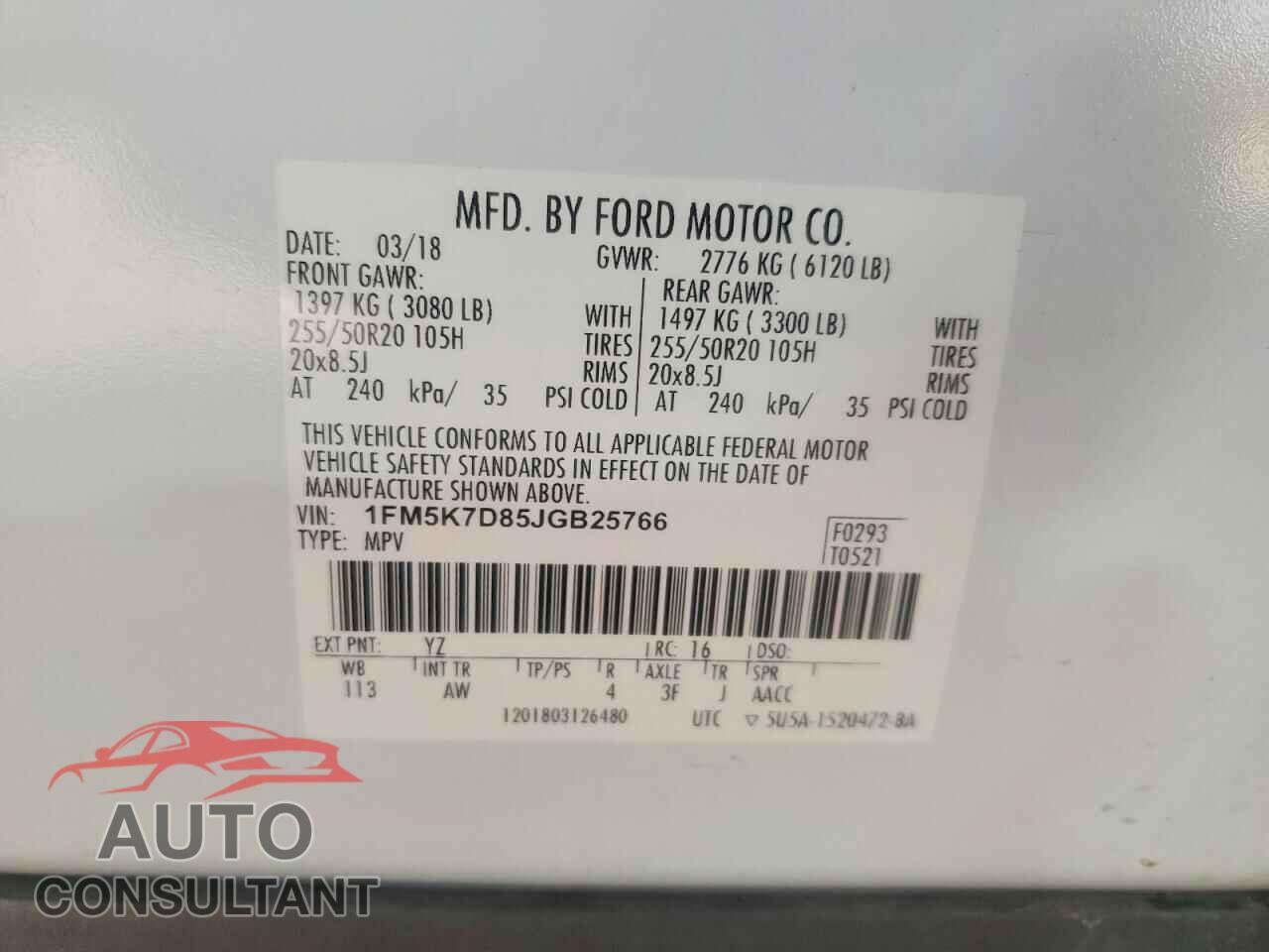 FORD EXPLORER 2018 - 1FM5K7D85JGB25766