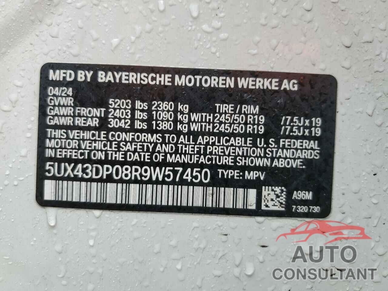 BMW X3 2024 - 5UX43DP08R9W57450