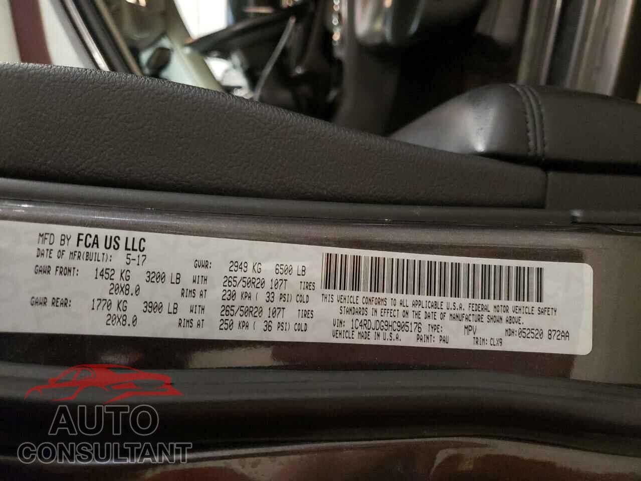 DODGE DURANGO 2017 - 1C4RDJDG9HC905176