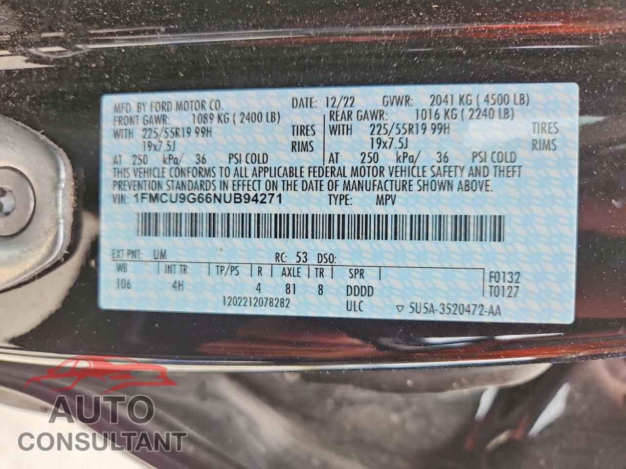 FORD ESCAPE 2022 - 1FMCU9G66NUB94271