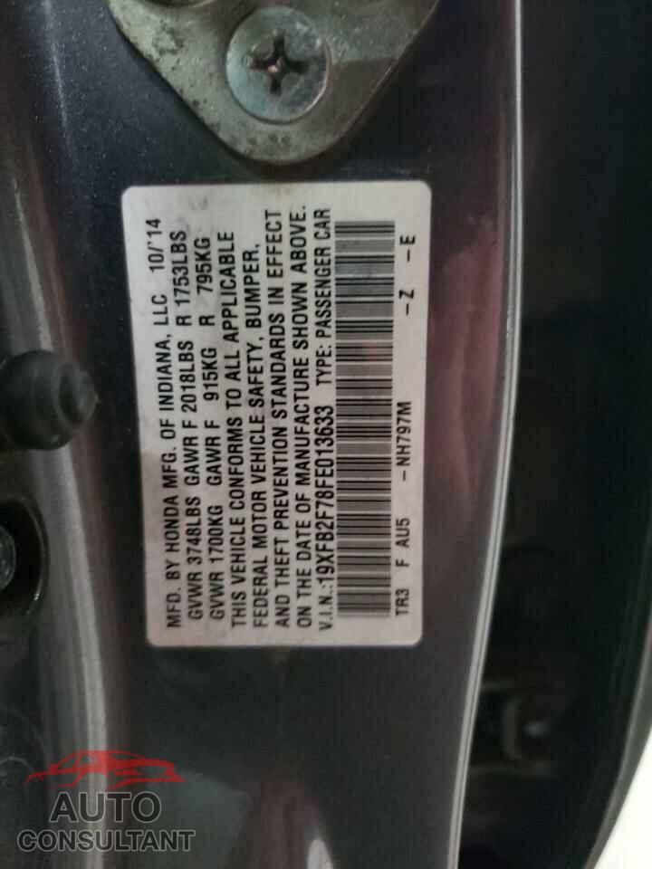 HONDA CIVIC 2015 - 19XFB2F78FE013633