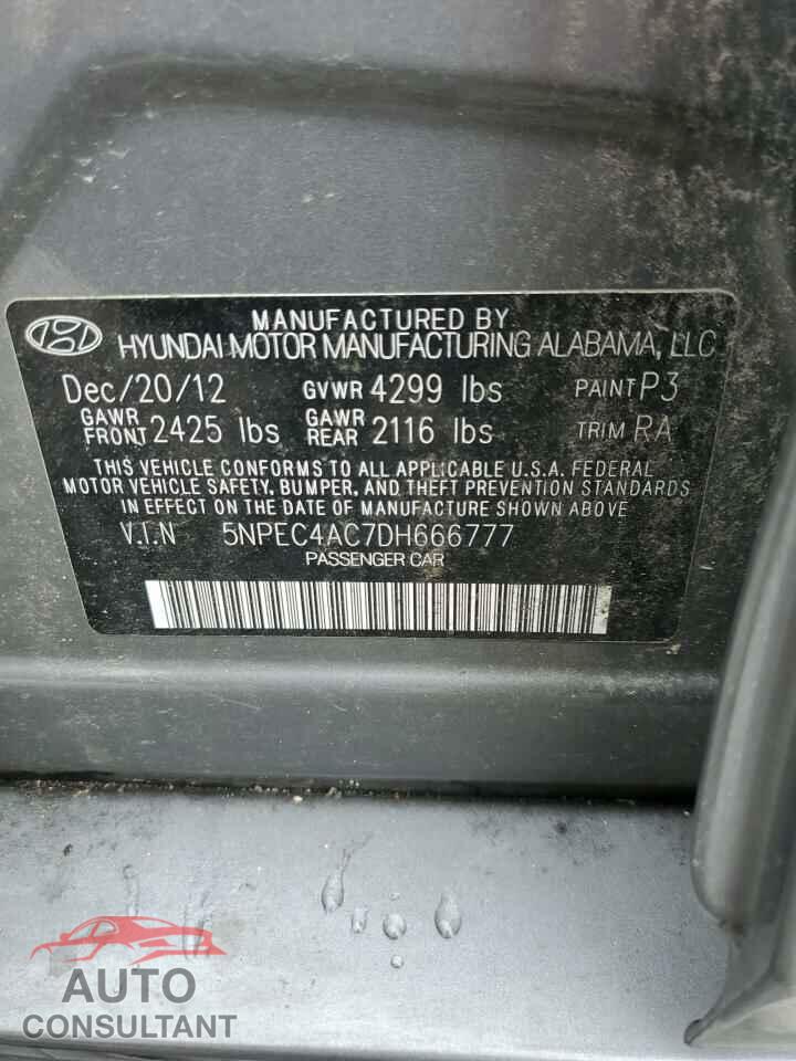 HYUNDAI SONATA 2013 - 5NPEC4AC7DH666777