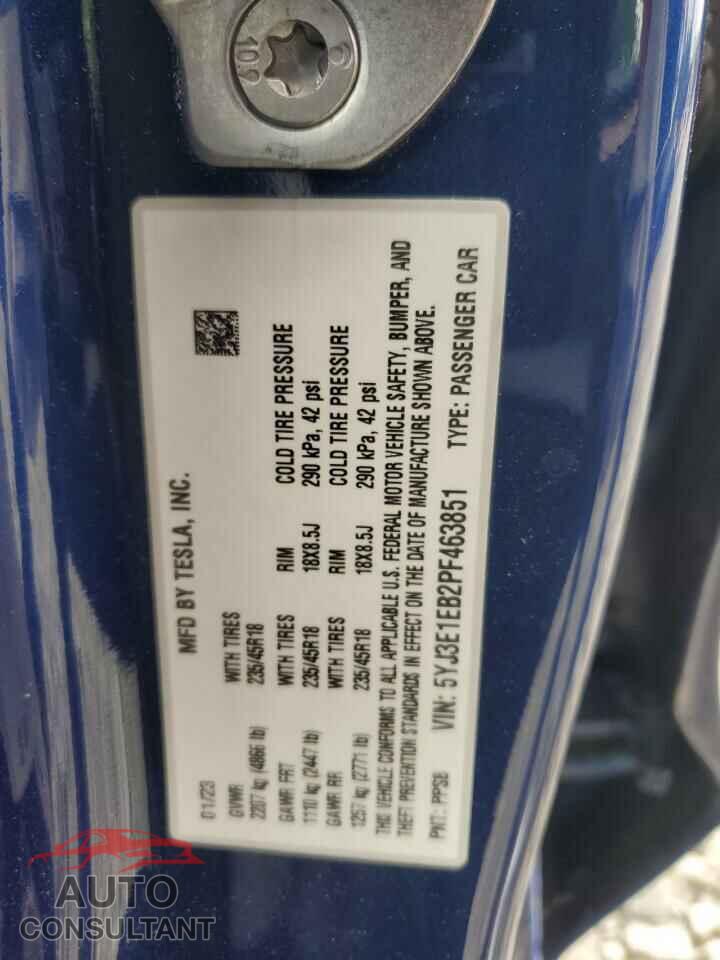TESLA MODEL 3 2023 - 5YJ3E1EB2PF463851