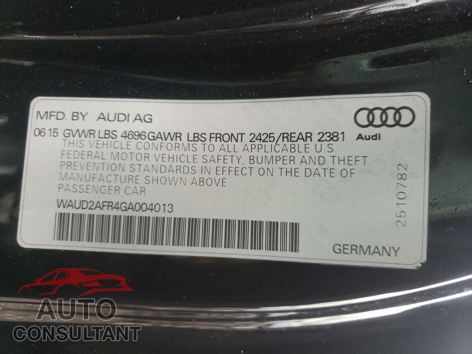 AUDI A5 2016 - WAUD2AFR4GA004013