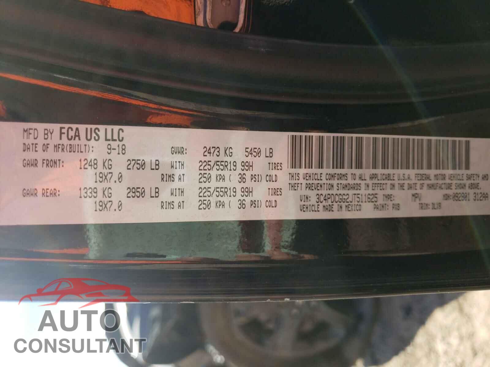 DODGE JOURNEY 2018 - 3C4PDCGG2JT511625