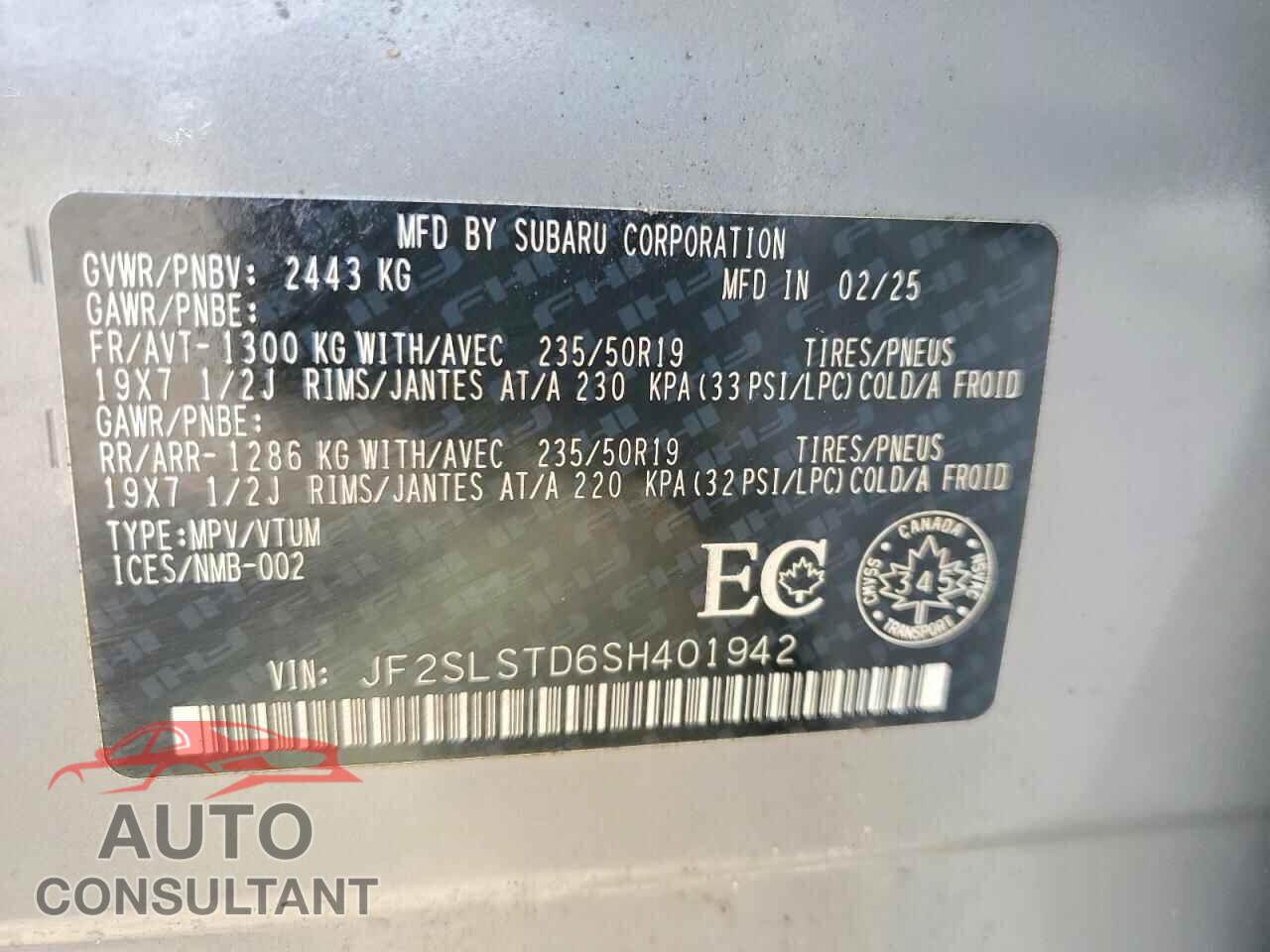 SUBARU FORESTER 2025 - JF2SLSTD6SH401942