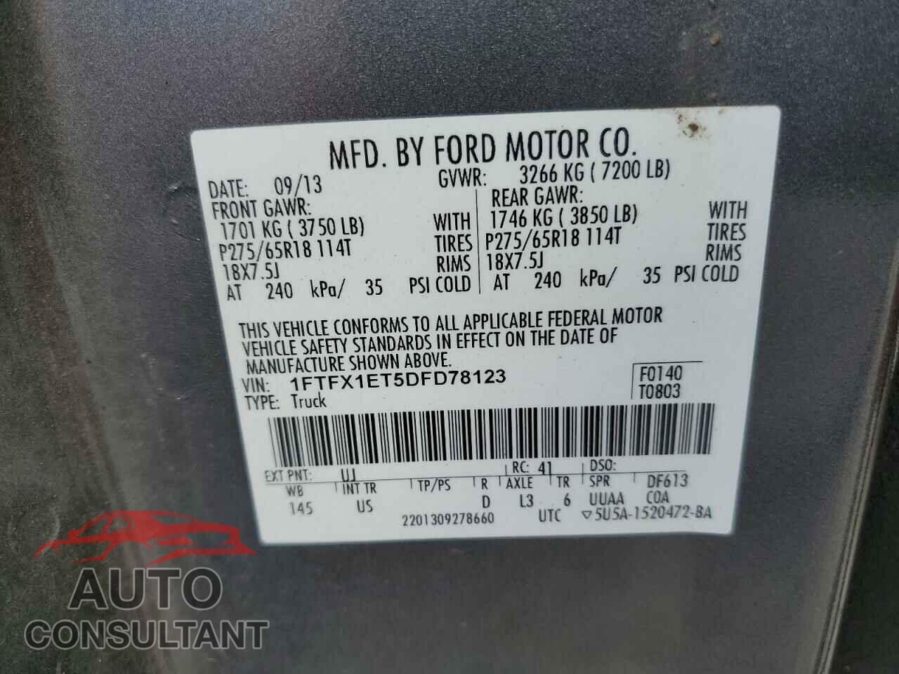 FORD F-150 2013 - 1FTFX1ET5DFD78123