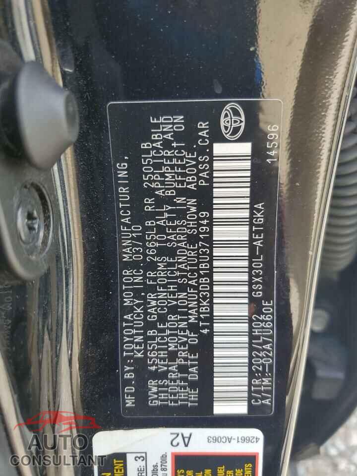 TOYOTA AVALON 2011 - 4T1BK3DB1BU371949