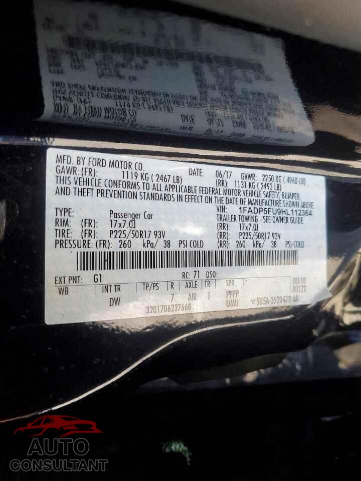 FORD CMAX 2017 - 1FADP5FU9HL112364