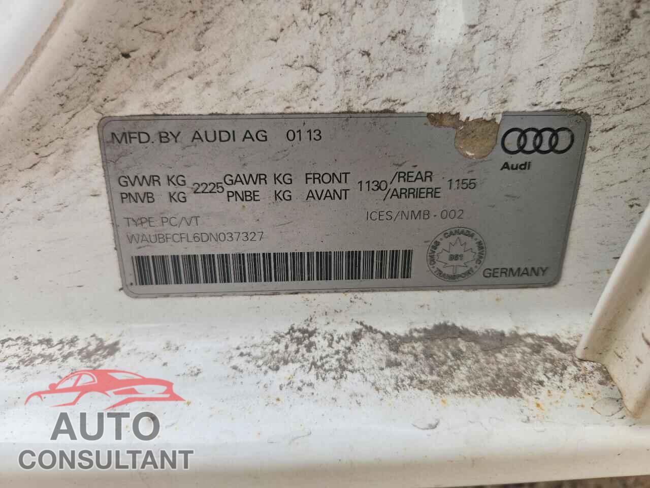 AUDI A4 2013 - WAUBFCFL6DN037327