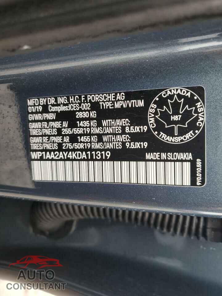 PORSCHE CAYENNE 2019 - WP1AA2AY4KDA11319