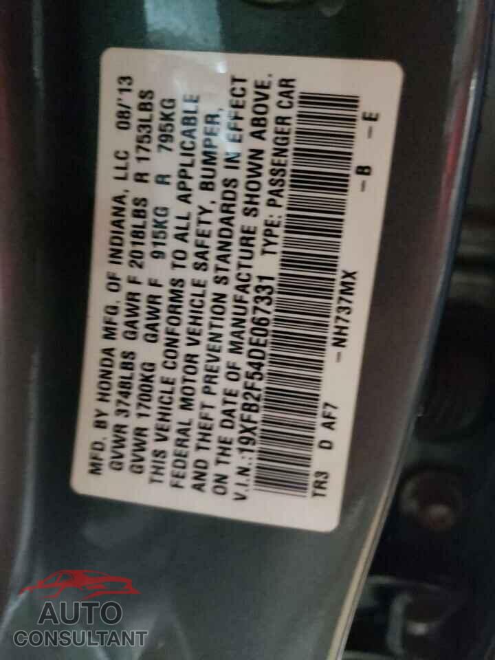 HONDA CIVIC 2013 - 19XFB2F54DE067331