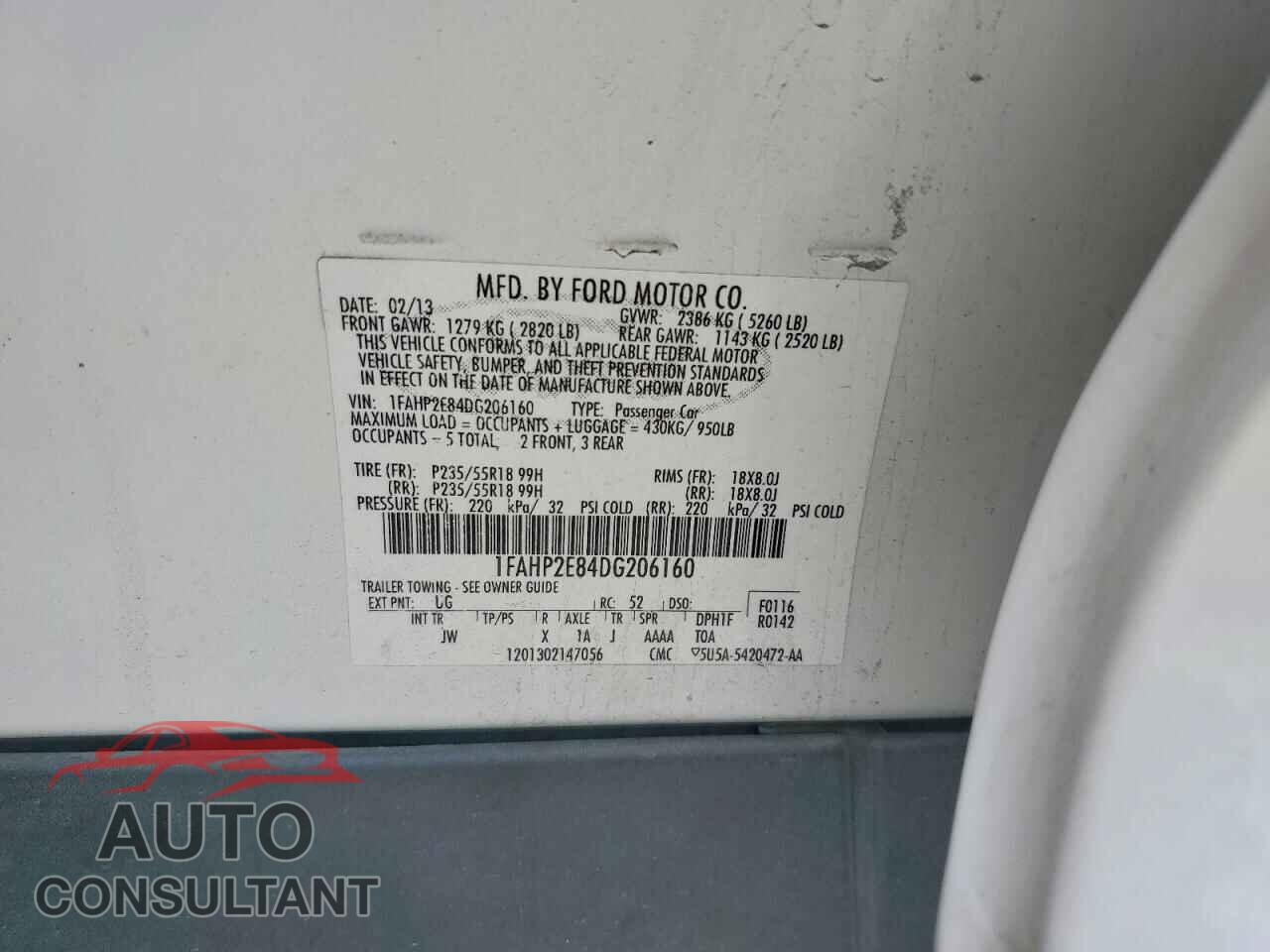 FORD TAURUS 2013 - 1FAHP2E84DG206160