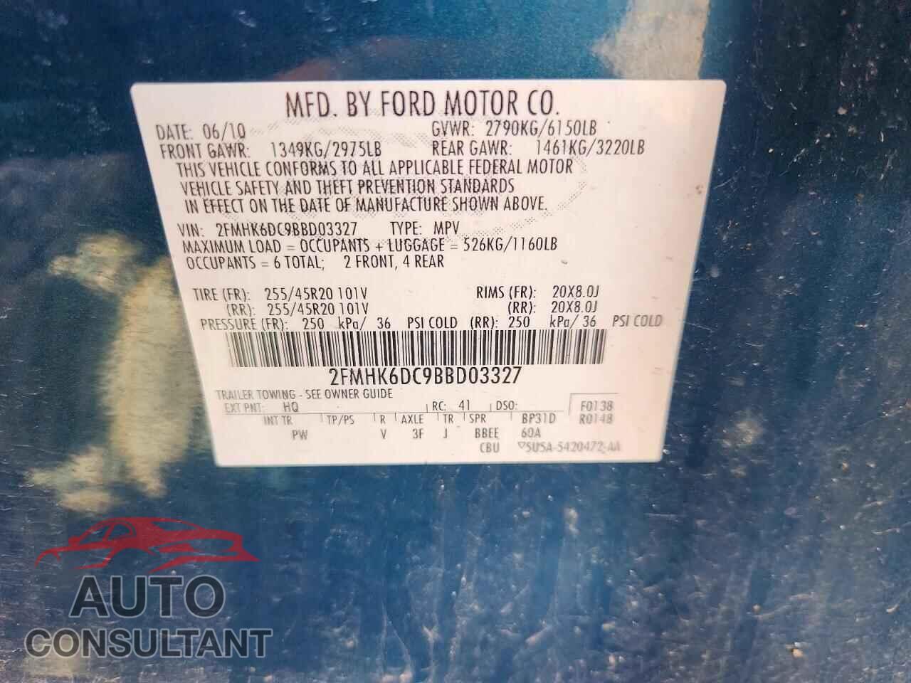 FORD FLEX 2011 - 2FMHK6DC9BBD03327
