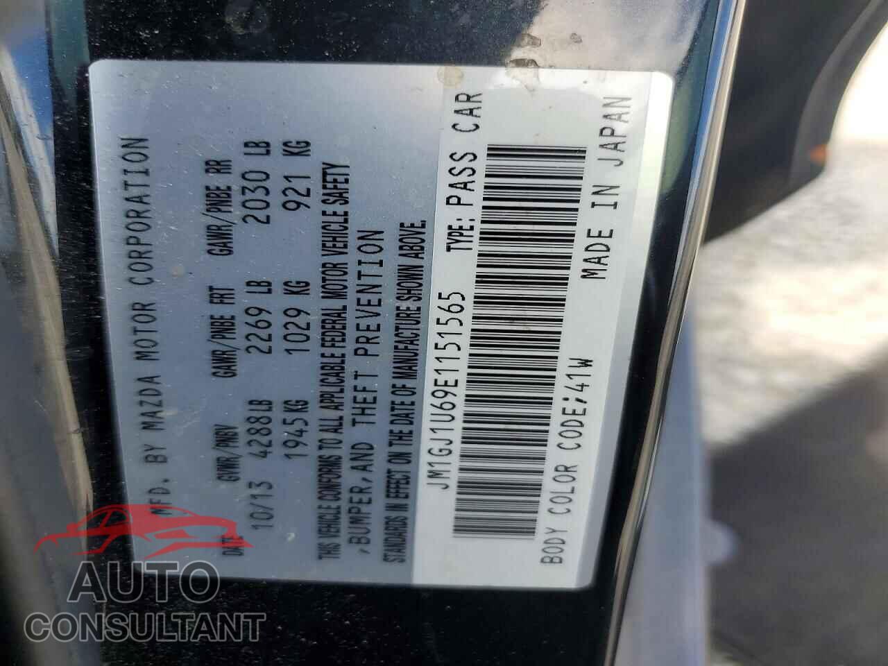 MAZDA 6 2014 - JM1GJ1U69E1151565