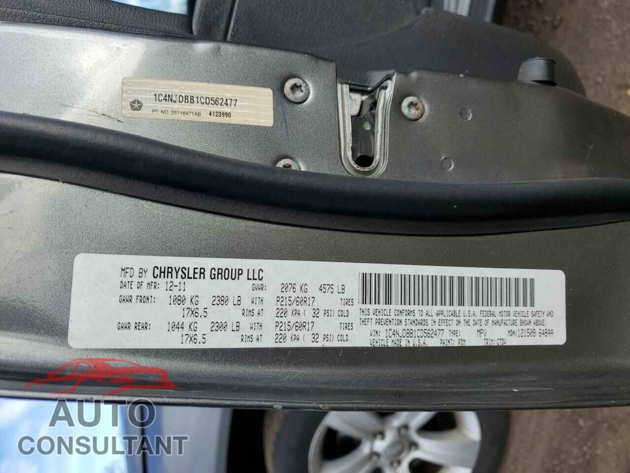 JEEP COMPASS 2012 - 1C4NJDBB1CD562477