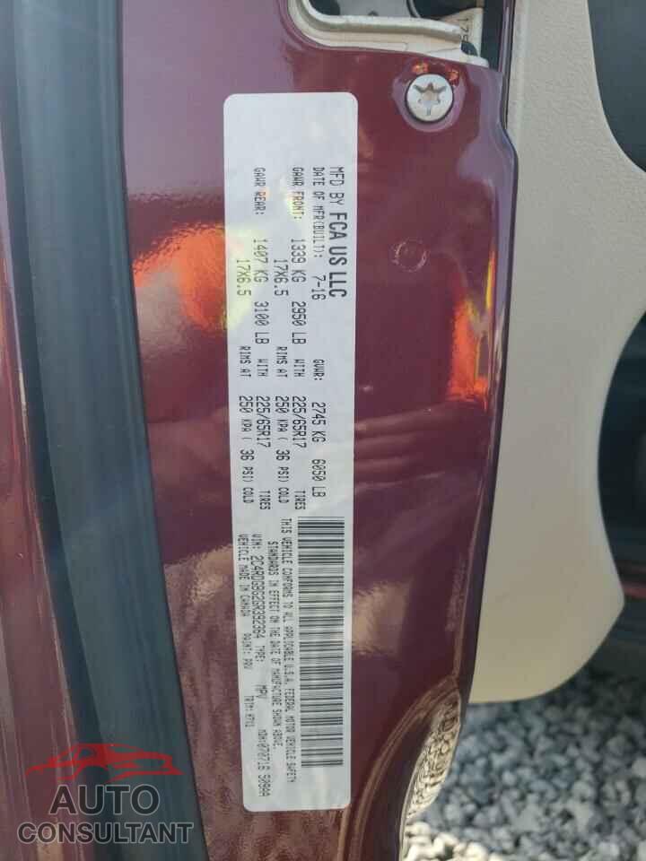 DODGE CARAVAN 2016 - 2C4RDGBG2GR392364