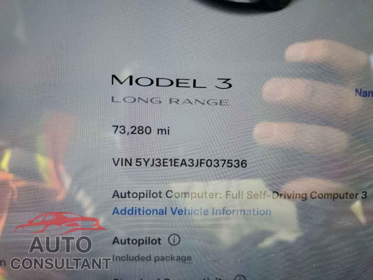 TESLA MODEL 3 2018 - 5YJ3E1EA3JF037536