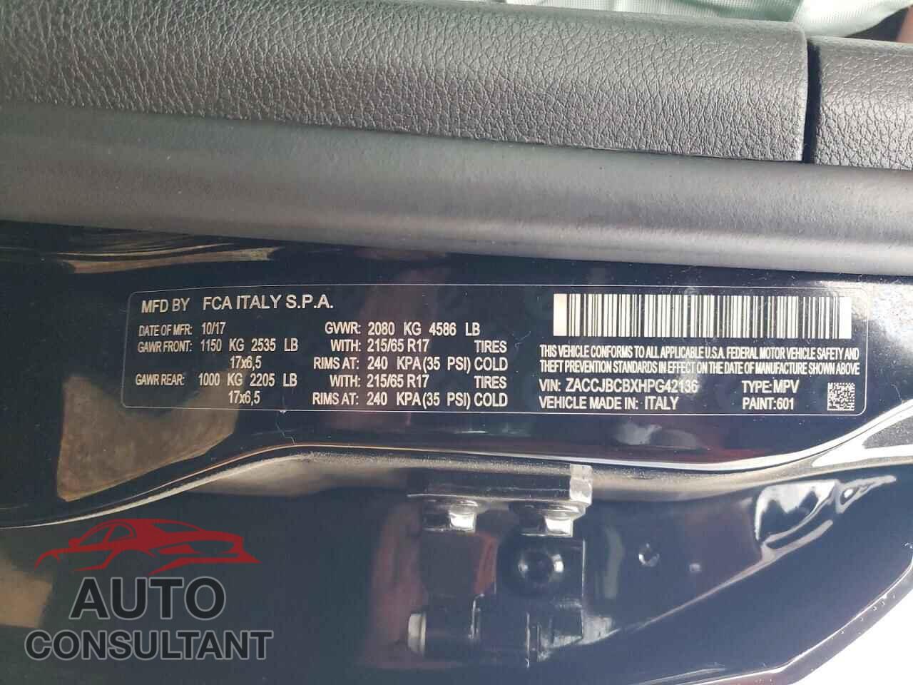 JEEP RENEGADE 2017 - ZACCJBCBXHPG42136