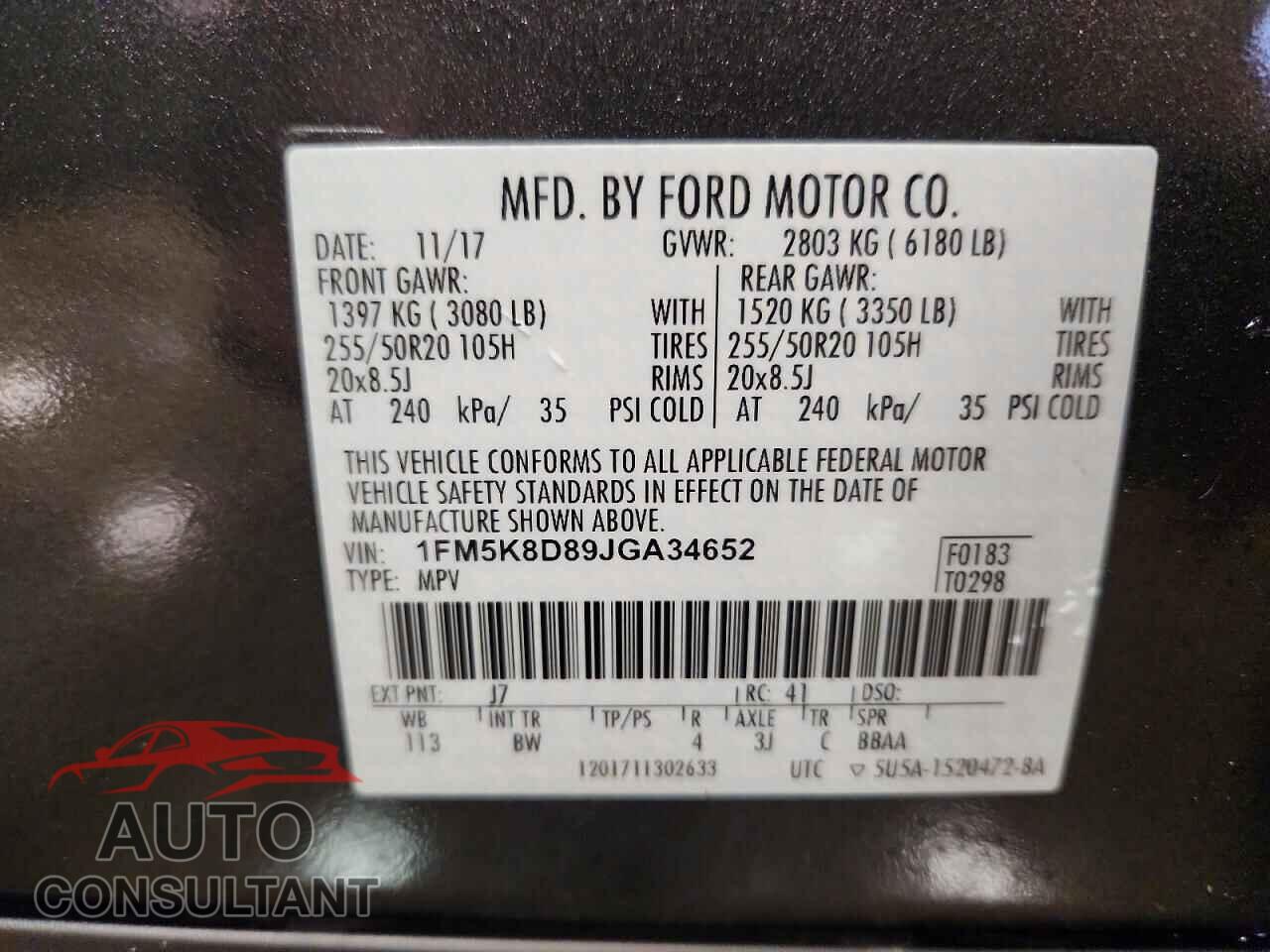 FORD EXPLORER 2018 - 1FM5K8D89JGA34652