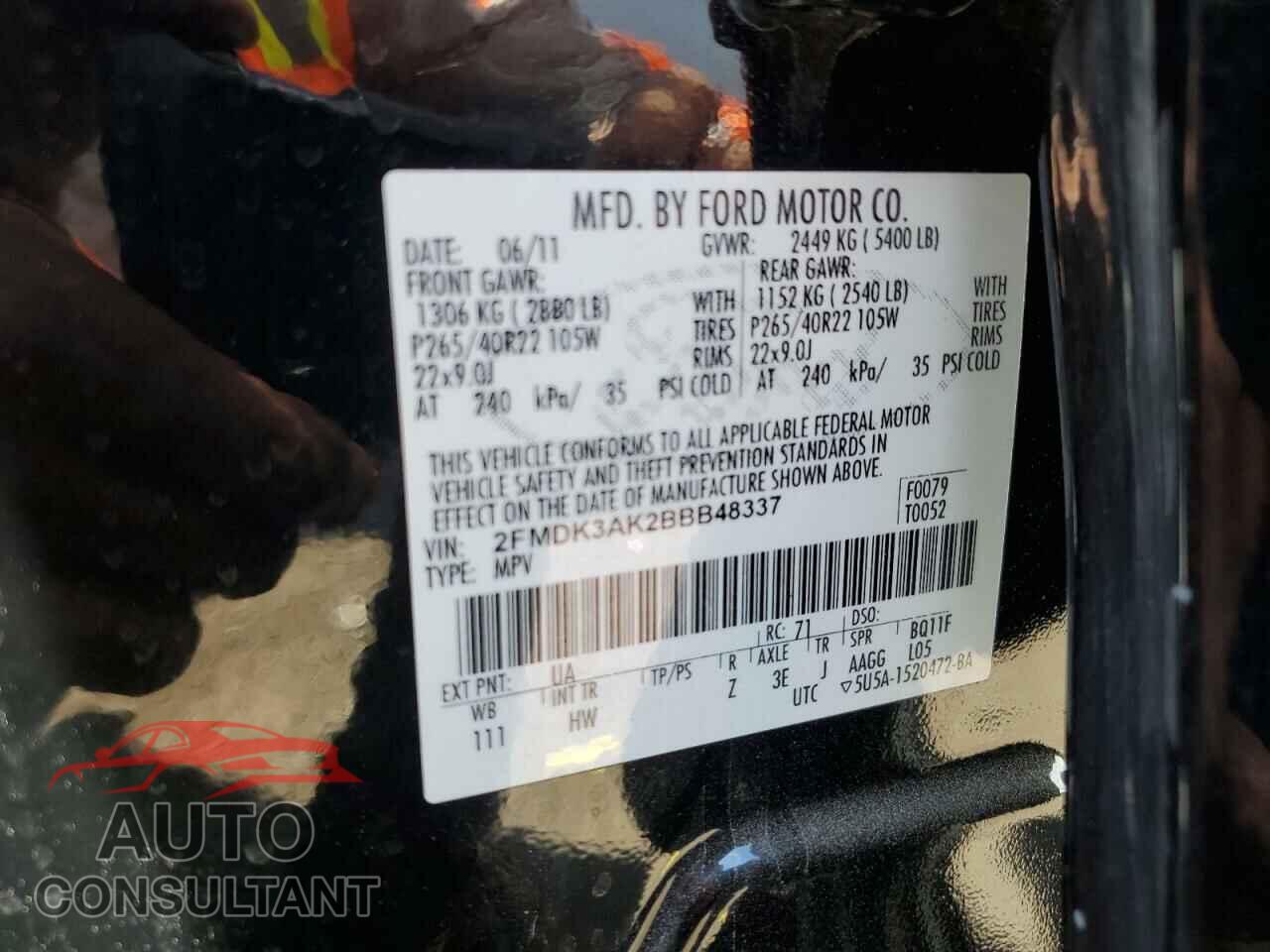 FORD EDGE 2011 - 2FMDK3AK2BBB48337