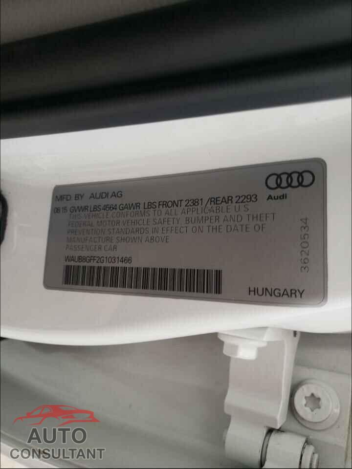 AUDI A3 2016 - WAUB8GFF2G1031466