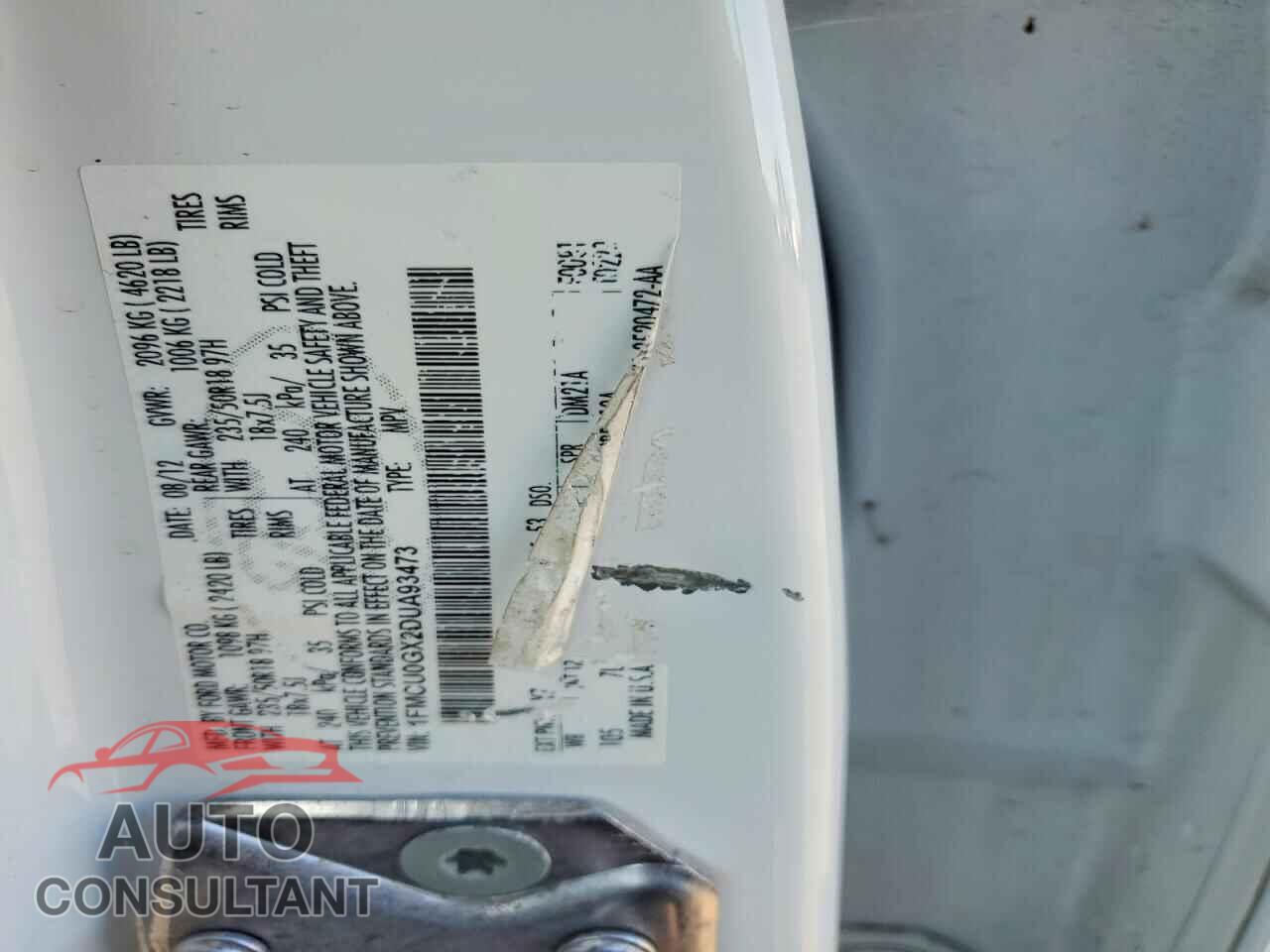 FORD ESCAPE 2013 - 1FMCU0GX2DUA93473