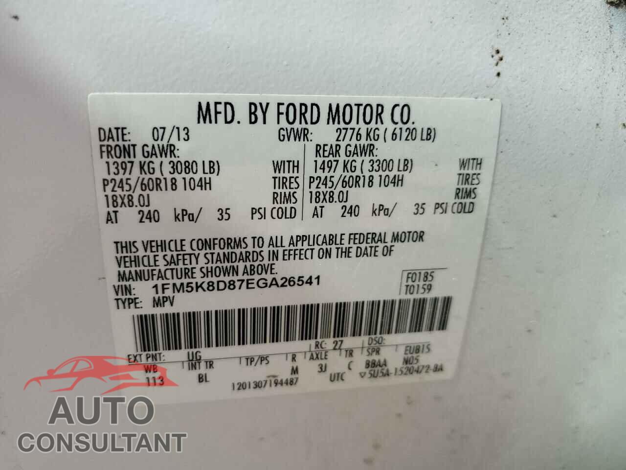 FORD EXPLORER 2014 - 1FM5K8D87EGA26541