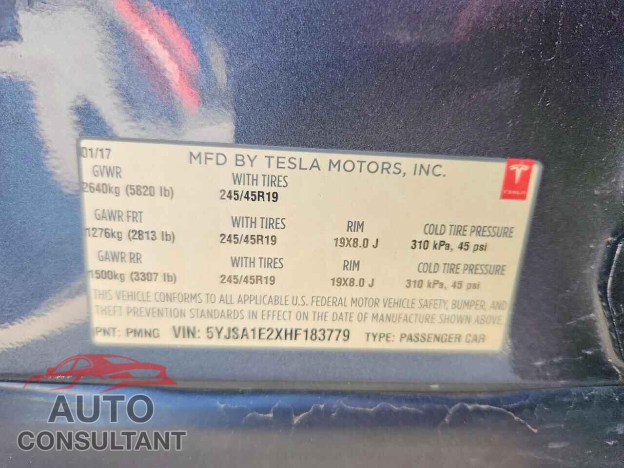 TESLA MODEL S 2017 - 5YJSA1E2XHF183779