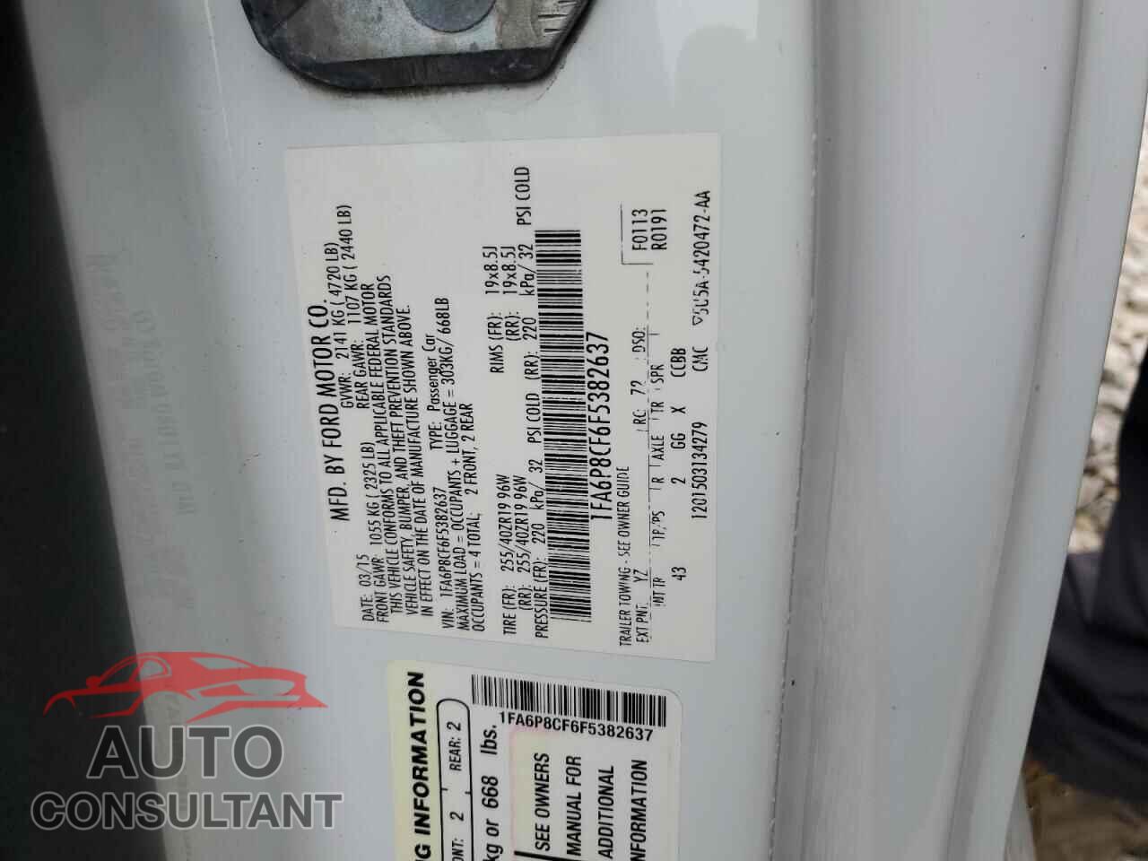 FORD MUSTANG 2015 - 1FA6P8CF6F5382637