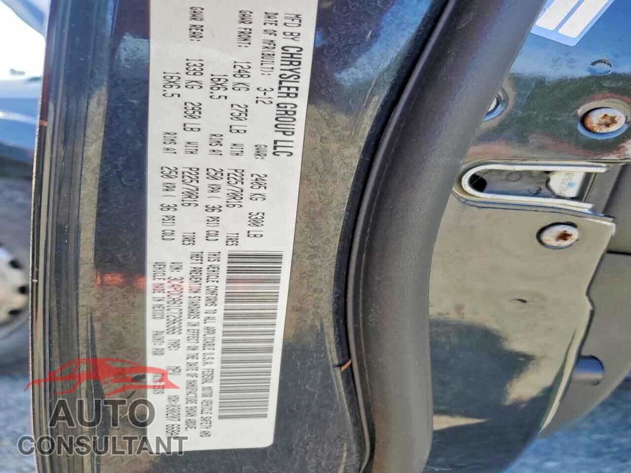 DODGE JOURNEY 2012 - 3C4PDCAB1CT296366