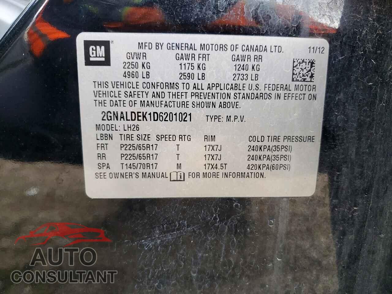 CHEVROLET EQUINOX 2013 - 2GNALDEK1D6201021