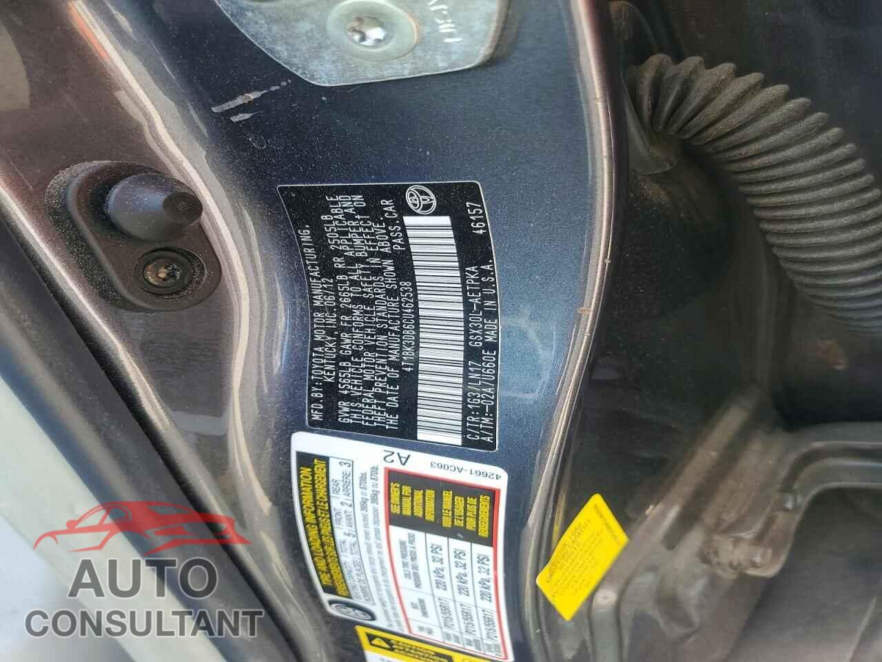 TOYOTA AVALON 2012 - 4T1BK3DB6CU462538