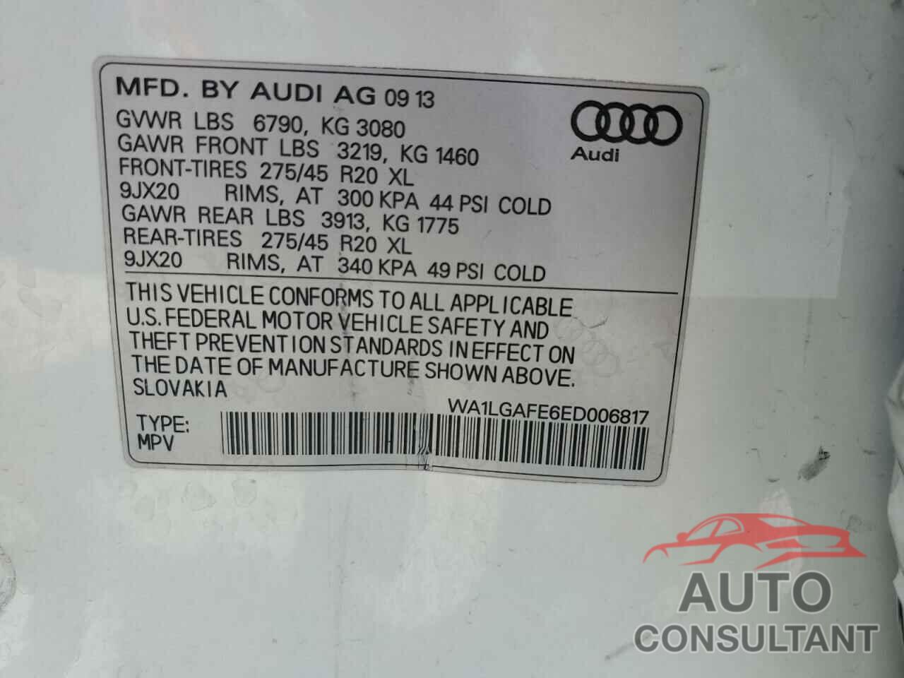AUDI Q7 2014 - WA1LGAFE6ED006817