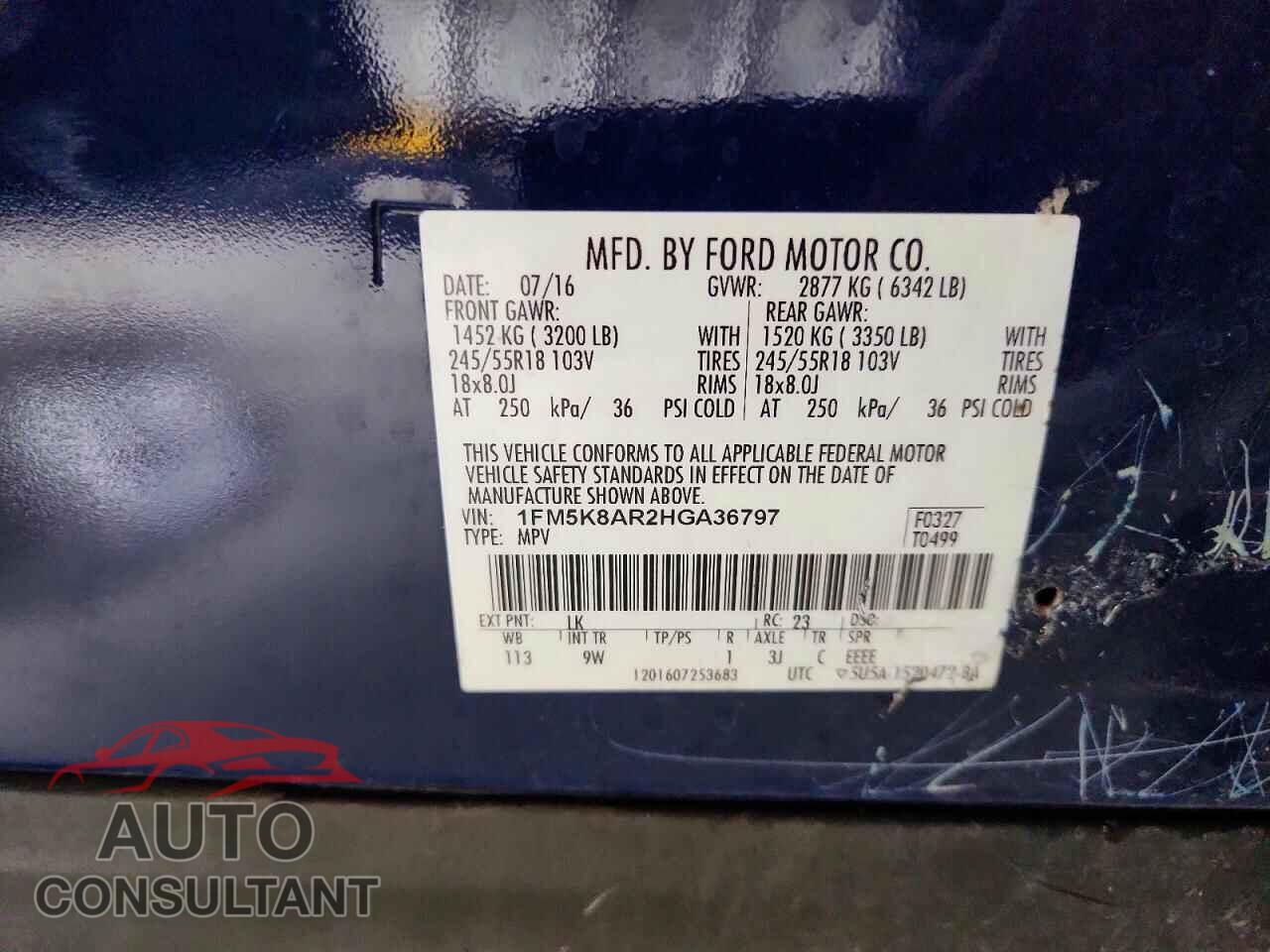 FORD EXPLORER 2017 - 1FM5K8AR2HGA36797