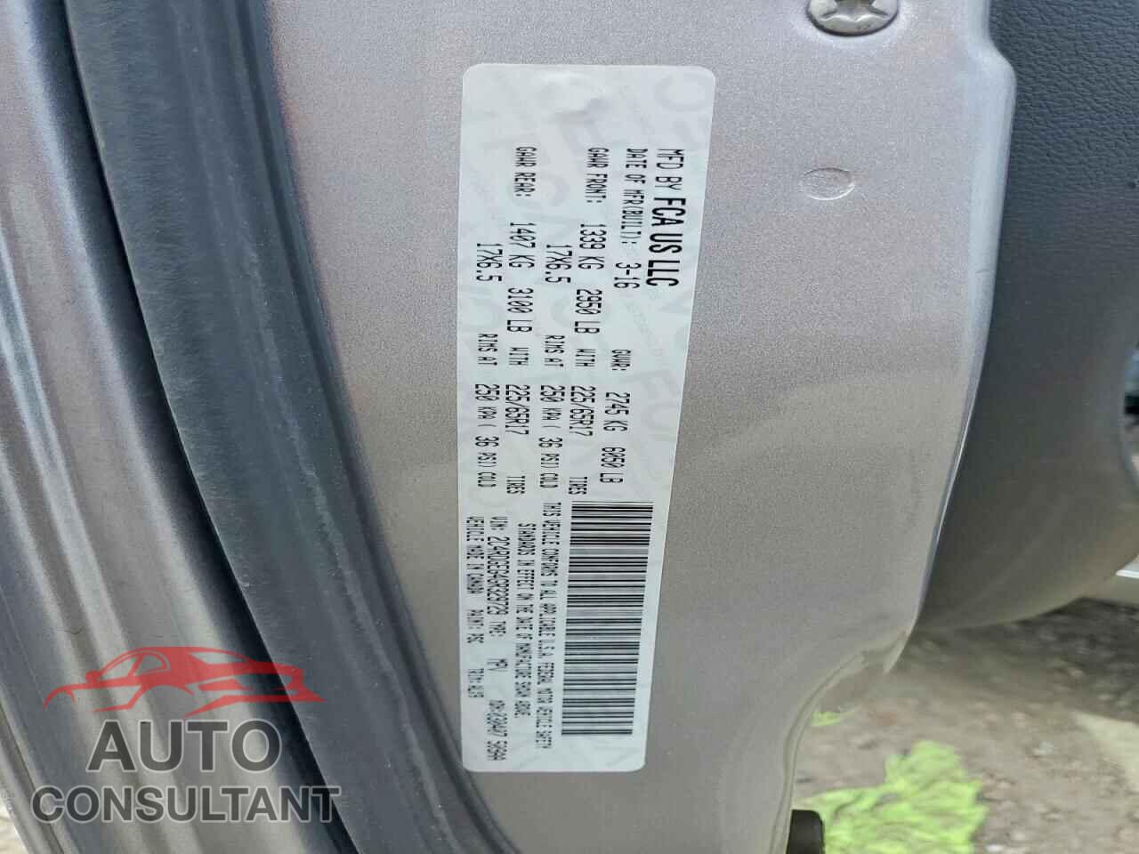 DODGE CARAVAN 2016 - 2C4RDGEG4GR329729