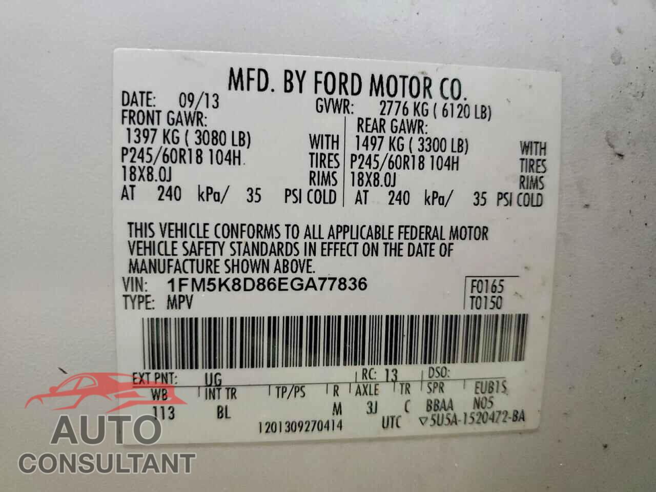 FORD EXPLORER 2014 - 1FM5K8D86EGA77836