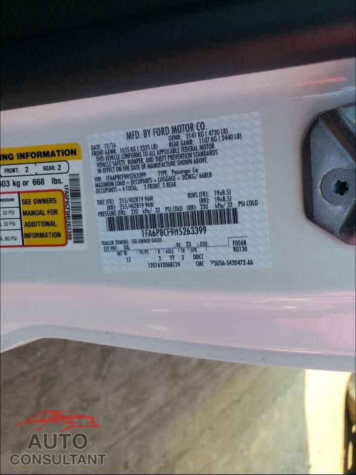 FORD MUSTANG 2017 - 1FA6P8CF9H5263399