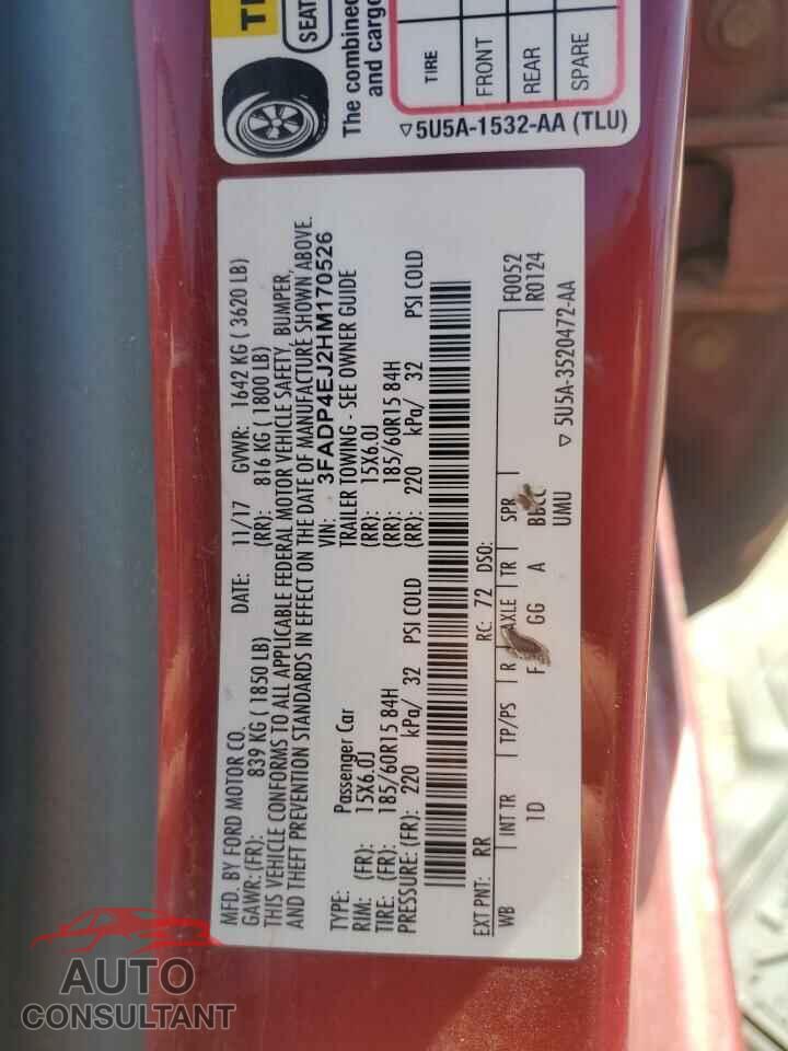 FORD FIESTA 2017 - 3FADP4EJ2HM170526