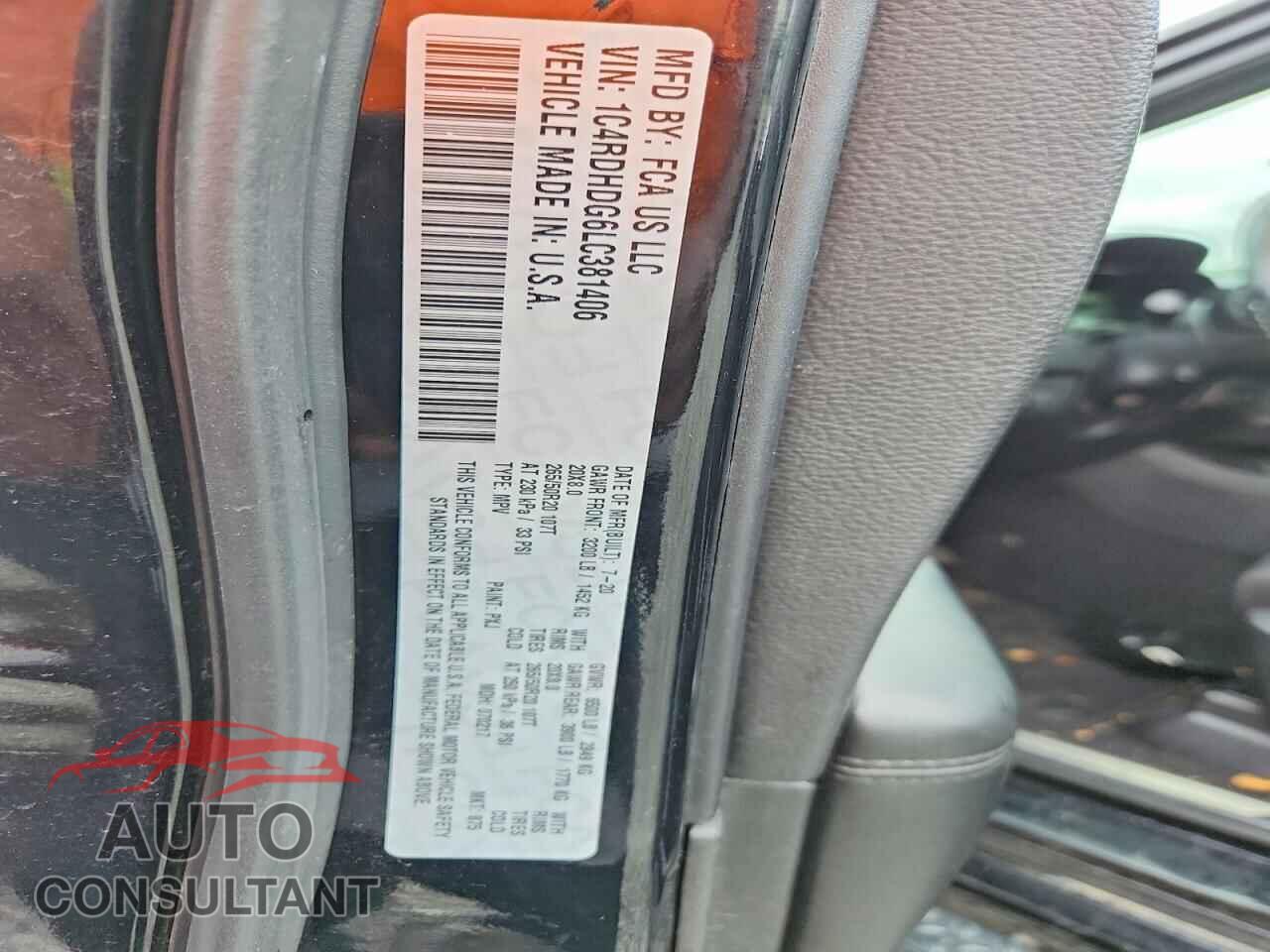 DODGE DURANGO 2020 - 1C4RDHDG6LC381406